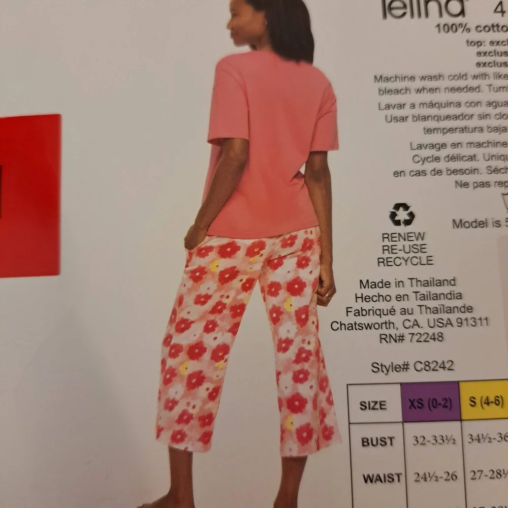 Felina Womens Sleep Set M Pink NWT 4pc Cotton Tee Cami Short 1728-280